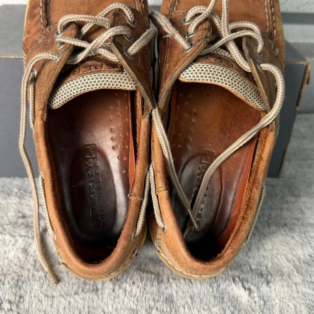 Sperry Top-Sider Billfish Mens 7.5 M Tan Brown Leather Mesh Boat Shoes 0799320